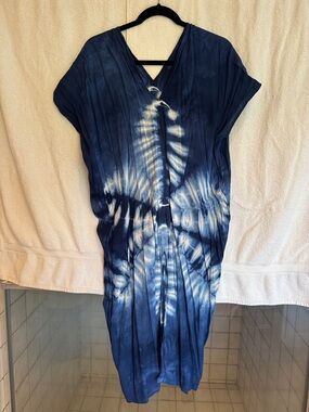 Tie-Dye Navy Blue Midi Dress